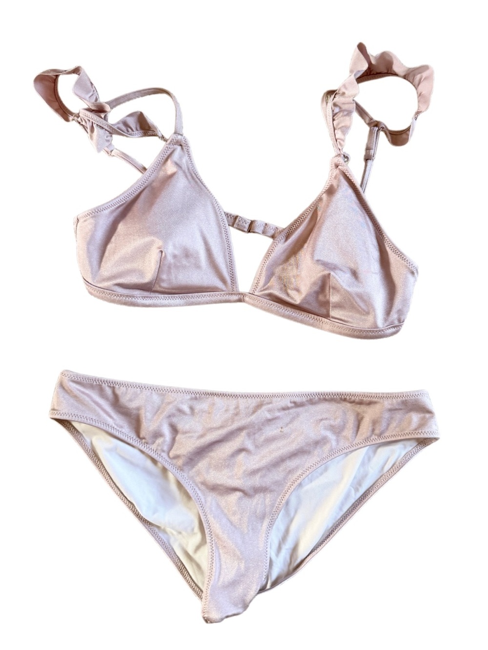pink victoria secret scrunch butt ruffled bikini 
Light Mauve Bikini Set Sz m